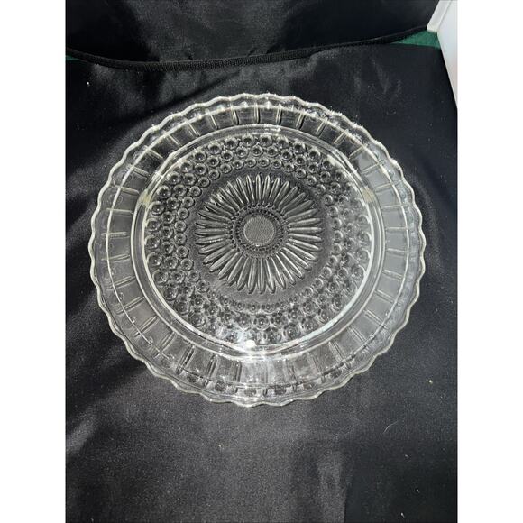 Federal Glass Other - Vintage Federal Glass Sunburst/Dots Depression Glass Clear Footed Cake Plate